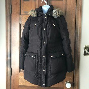 Jones New York Brown Down Puffer Coat w/Detachable Hood Small